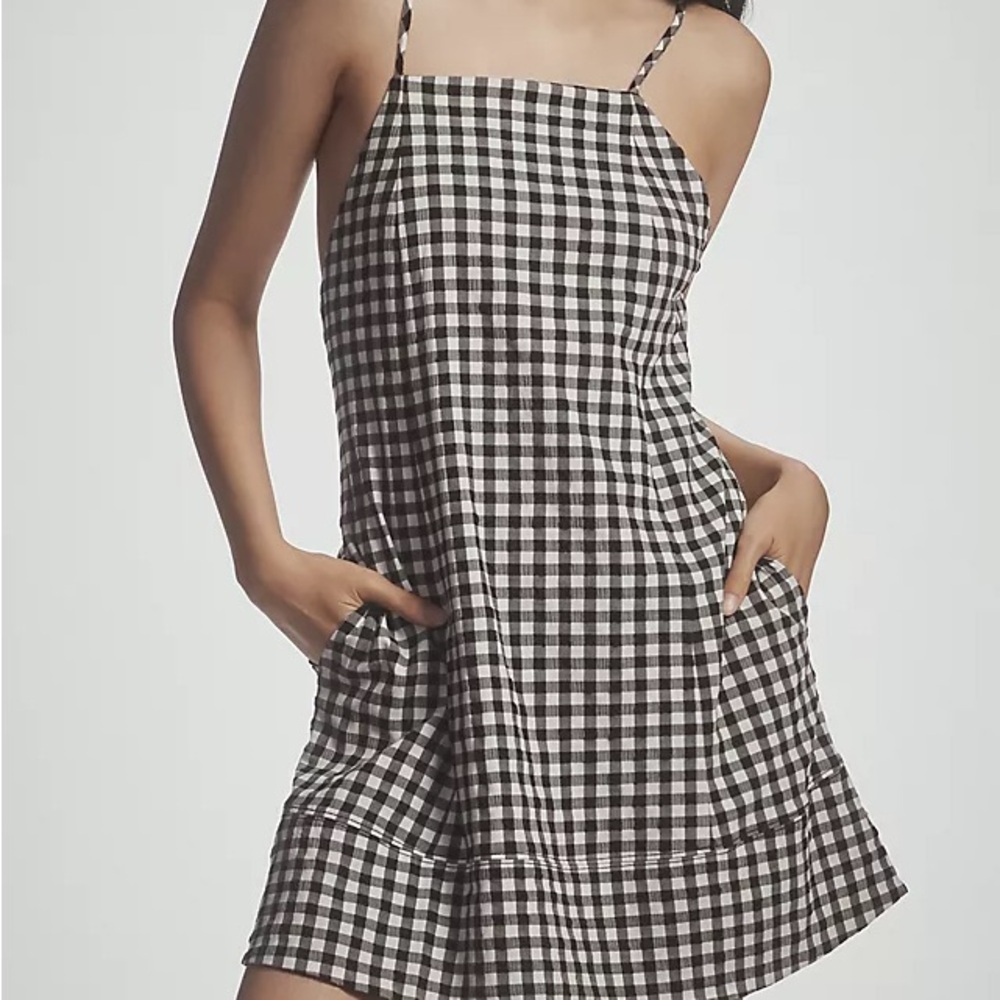 Anthropologie Halterneck Apron-Style Tie-Back Mini Dress